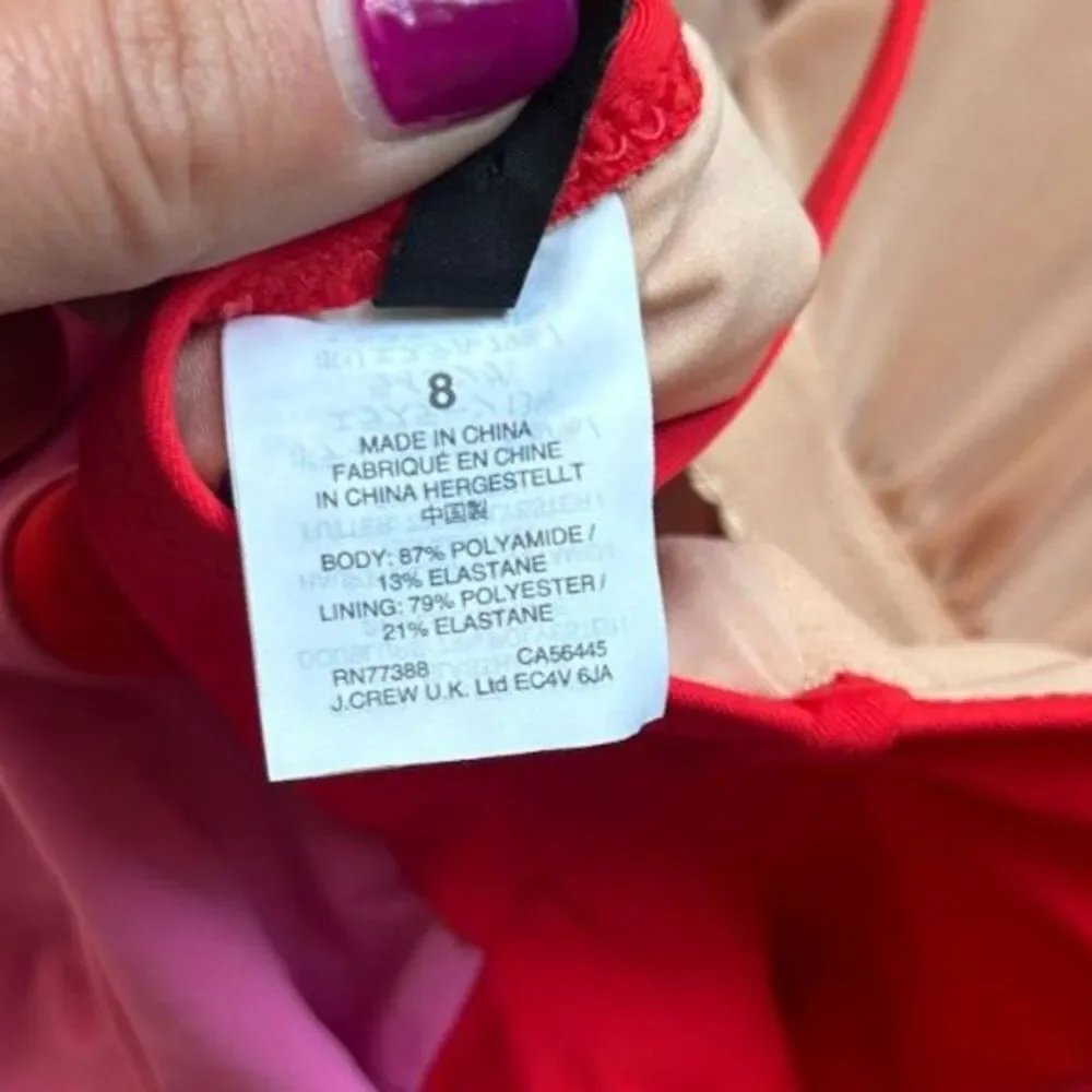 J. Crew Belted colorblock one-piece swimsuit bathing suit Sz 8